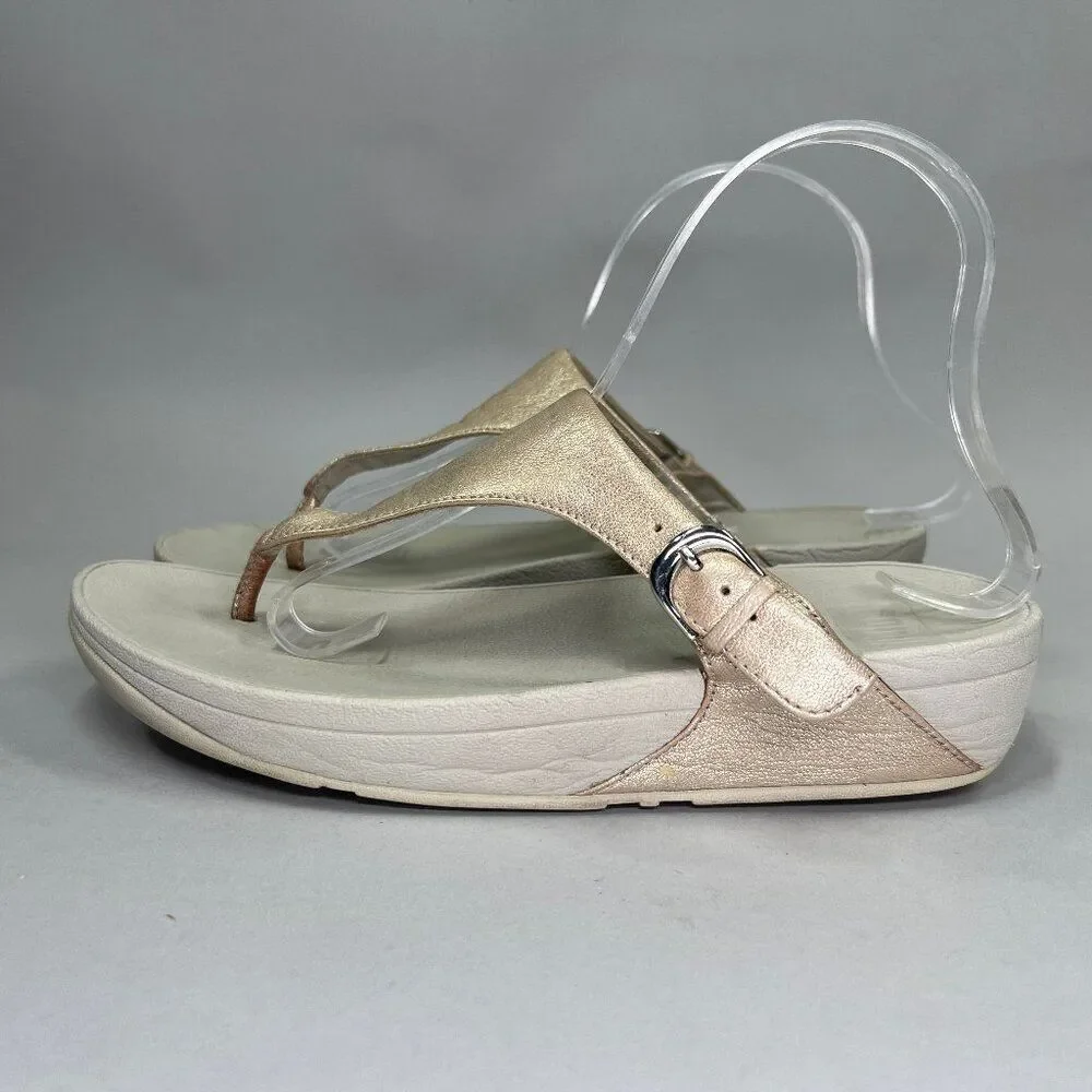 FitFlop Women's Size 8 LuLu‎ Metallic Leather Toe-Post Sandals